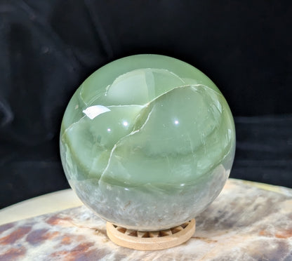 Green Flower Jade Sphere