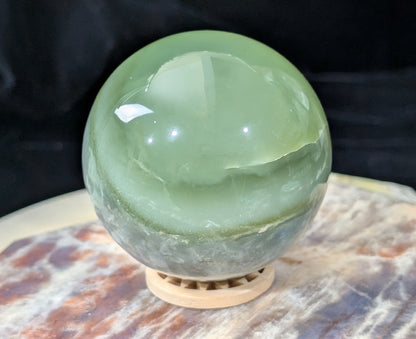Green Flower Jade Sphere