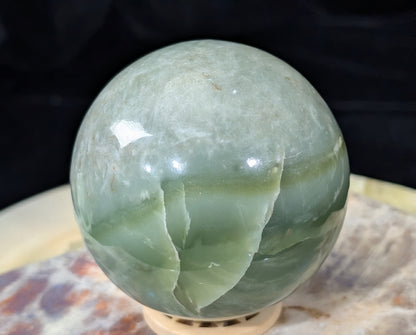 Green Flower Jade Sphere
