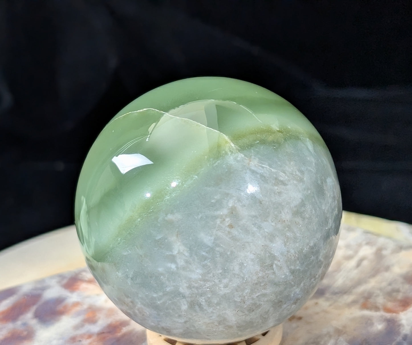 Green Flower Jade Sphere
