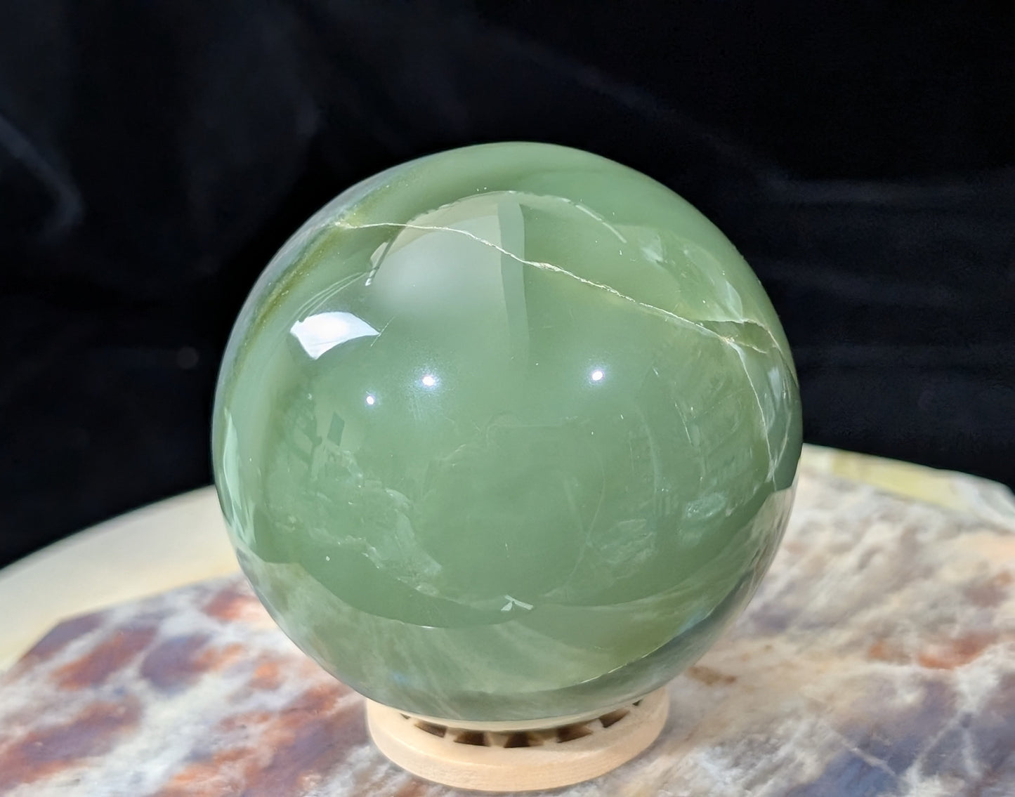 Green Flower Jade Sphere