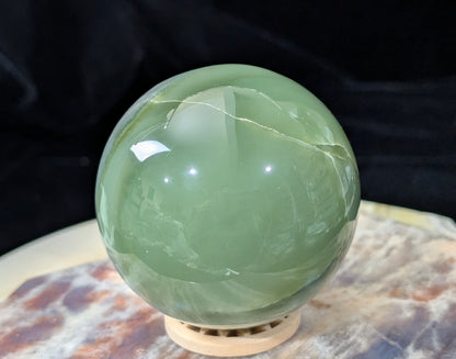 Green Flower Jade Sphere