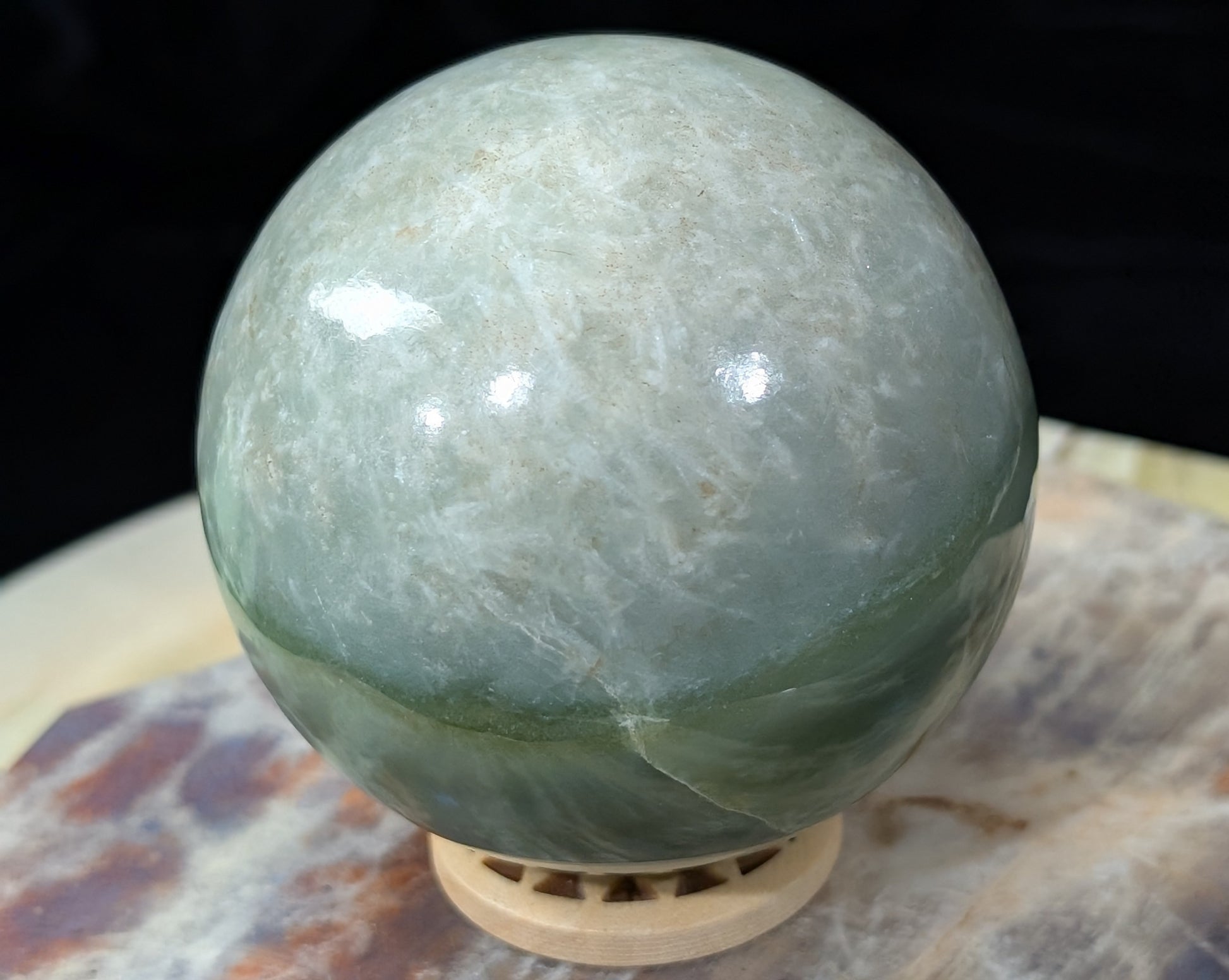Green Flower Jade Sphere