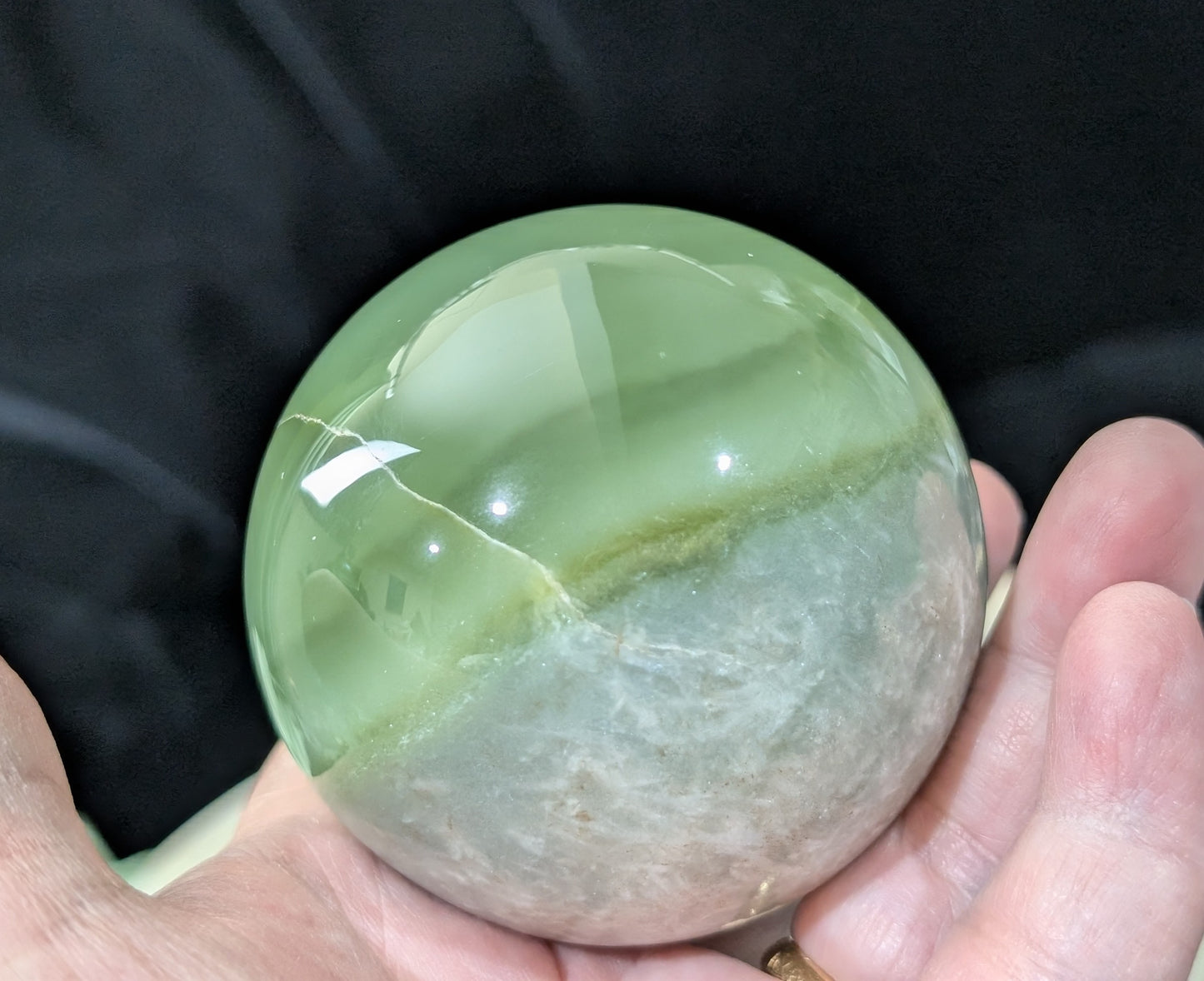 Green Flower Jade Sphere