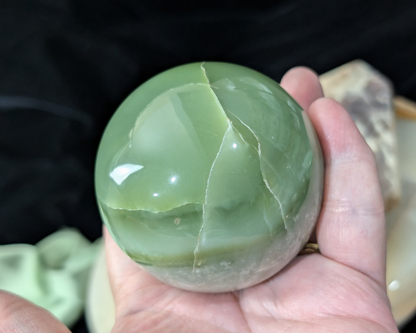 Green Flower Jade Sphere