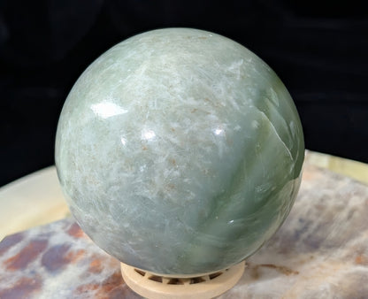Green Flower Jade Sphere