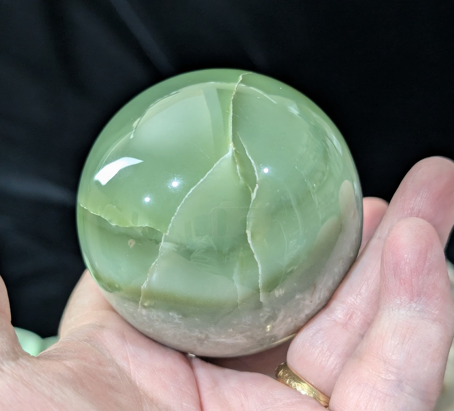 Green Flower Jade Sphere
