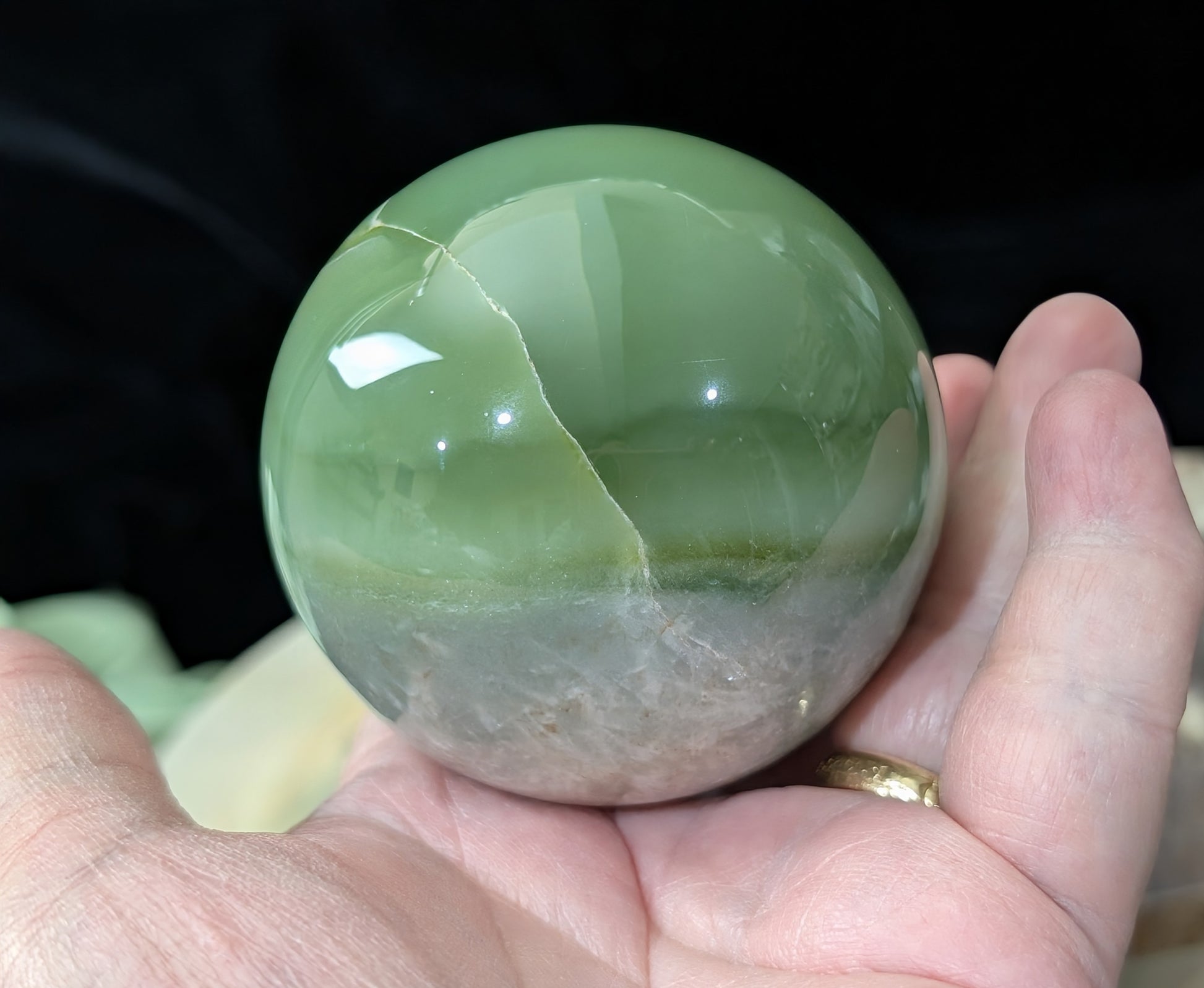 Green Flower Jade Sphere