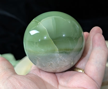 Green Flower Jade Sphere