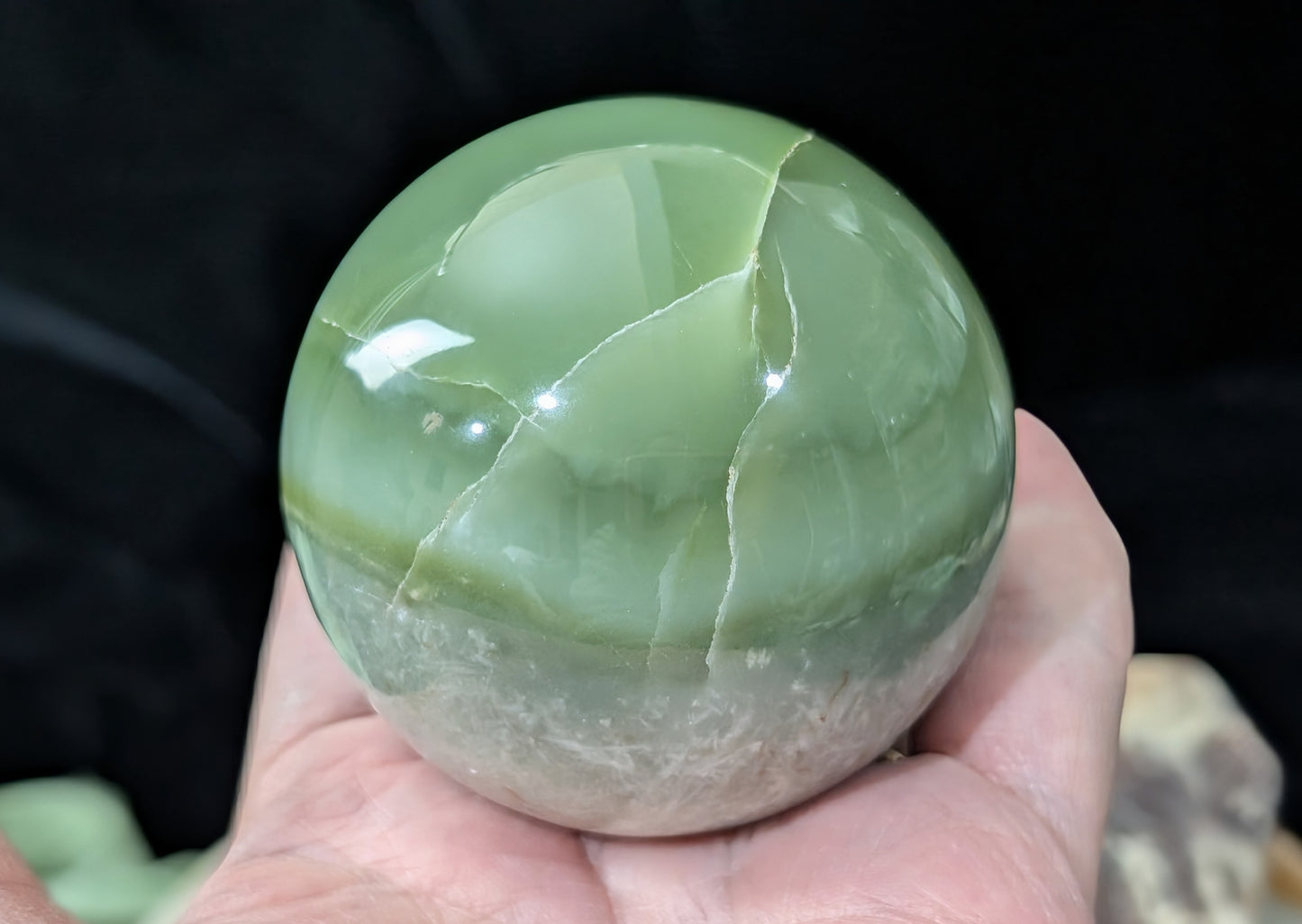 Green Flower Jade Sphere