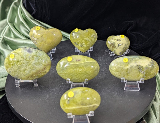 Green Jade Hearts and Palm Stones