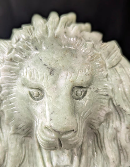 Green Jade Lion Head Carving