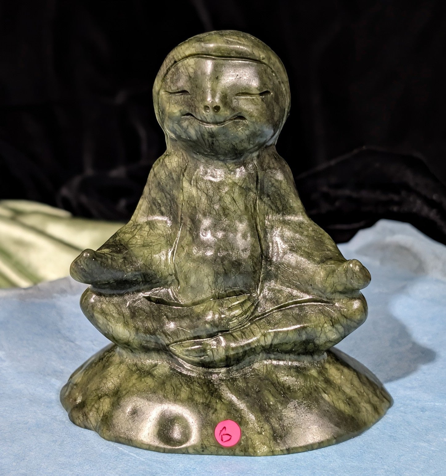 Green Jade Meditating Sloth Figurine