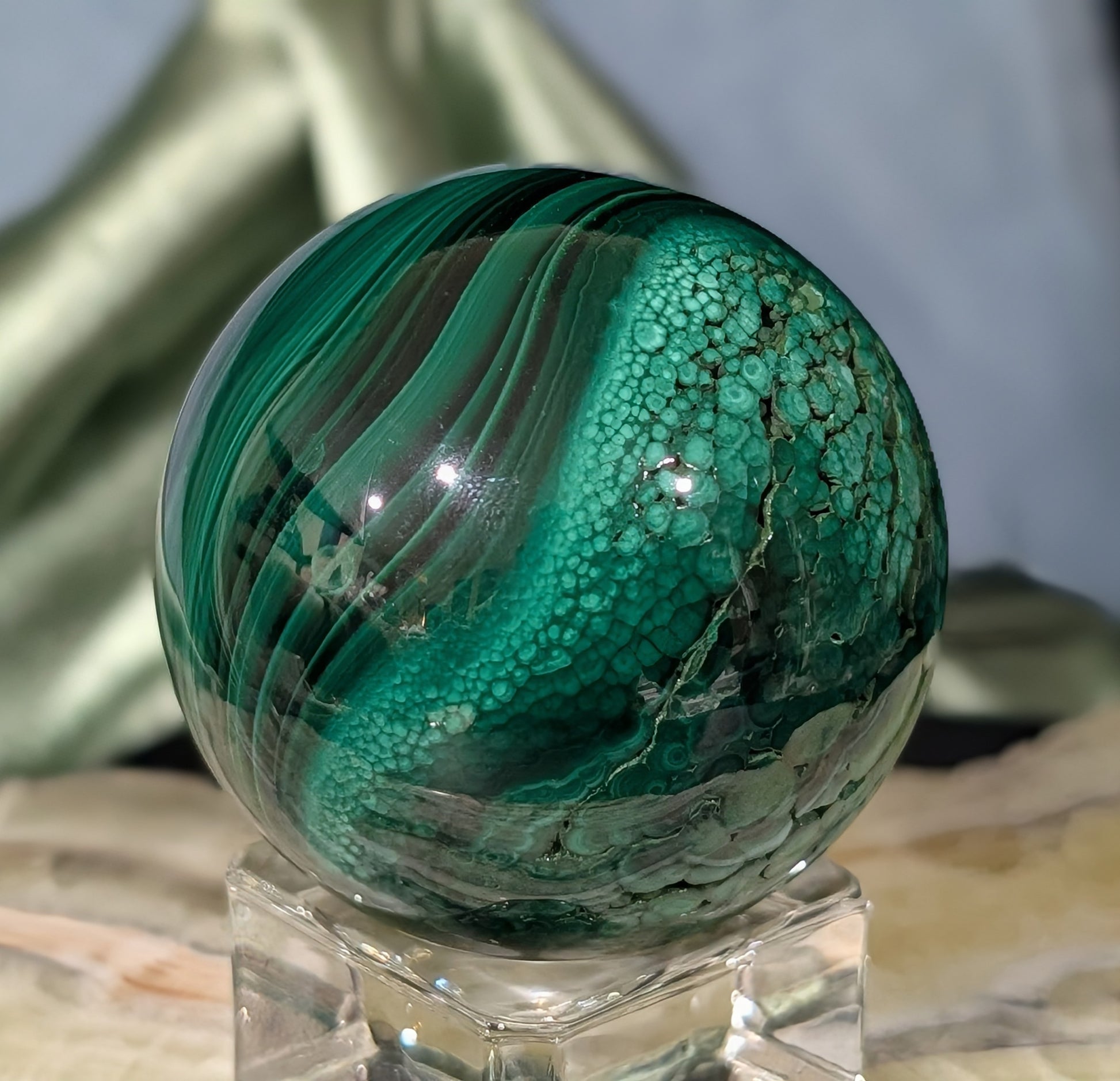 Green Malachite Sphere