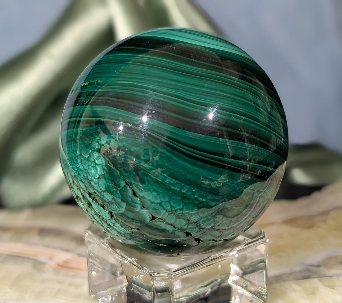 Green Malachite Sphere