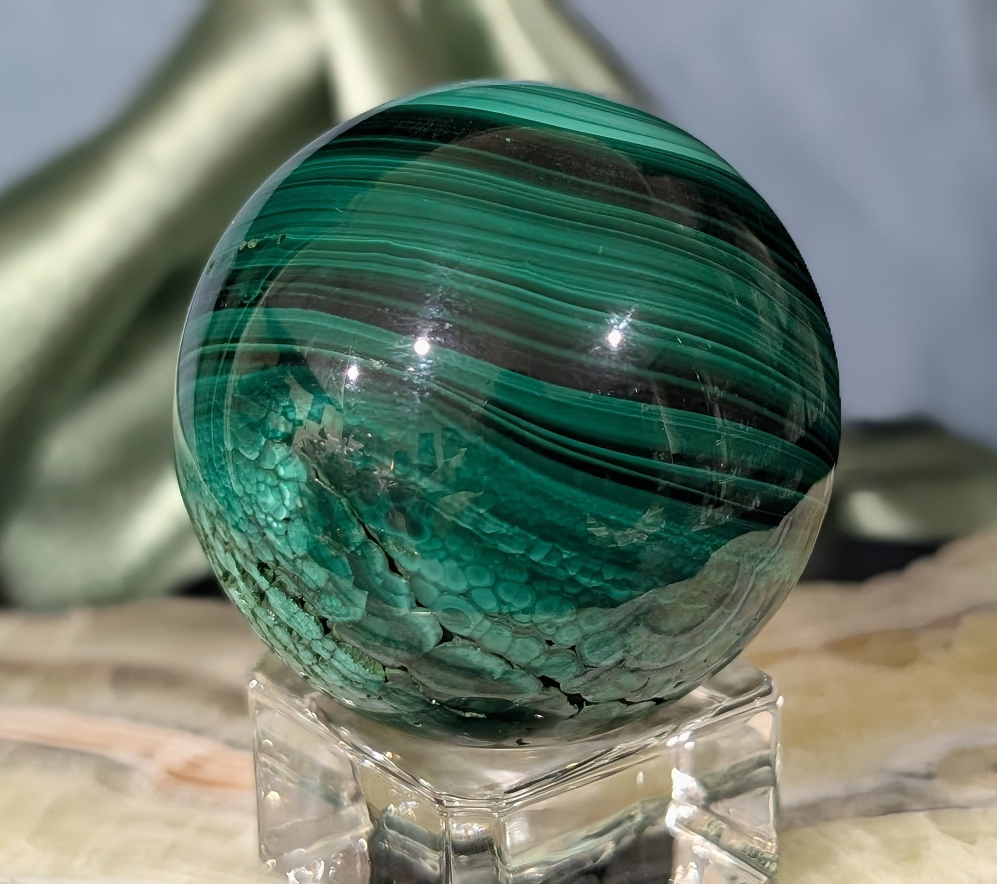 Green Malachite Sphere