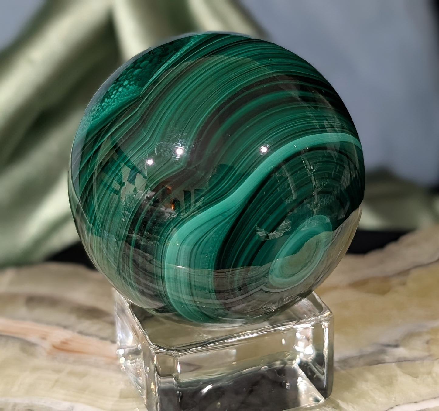 Green Malachite Sphere
