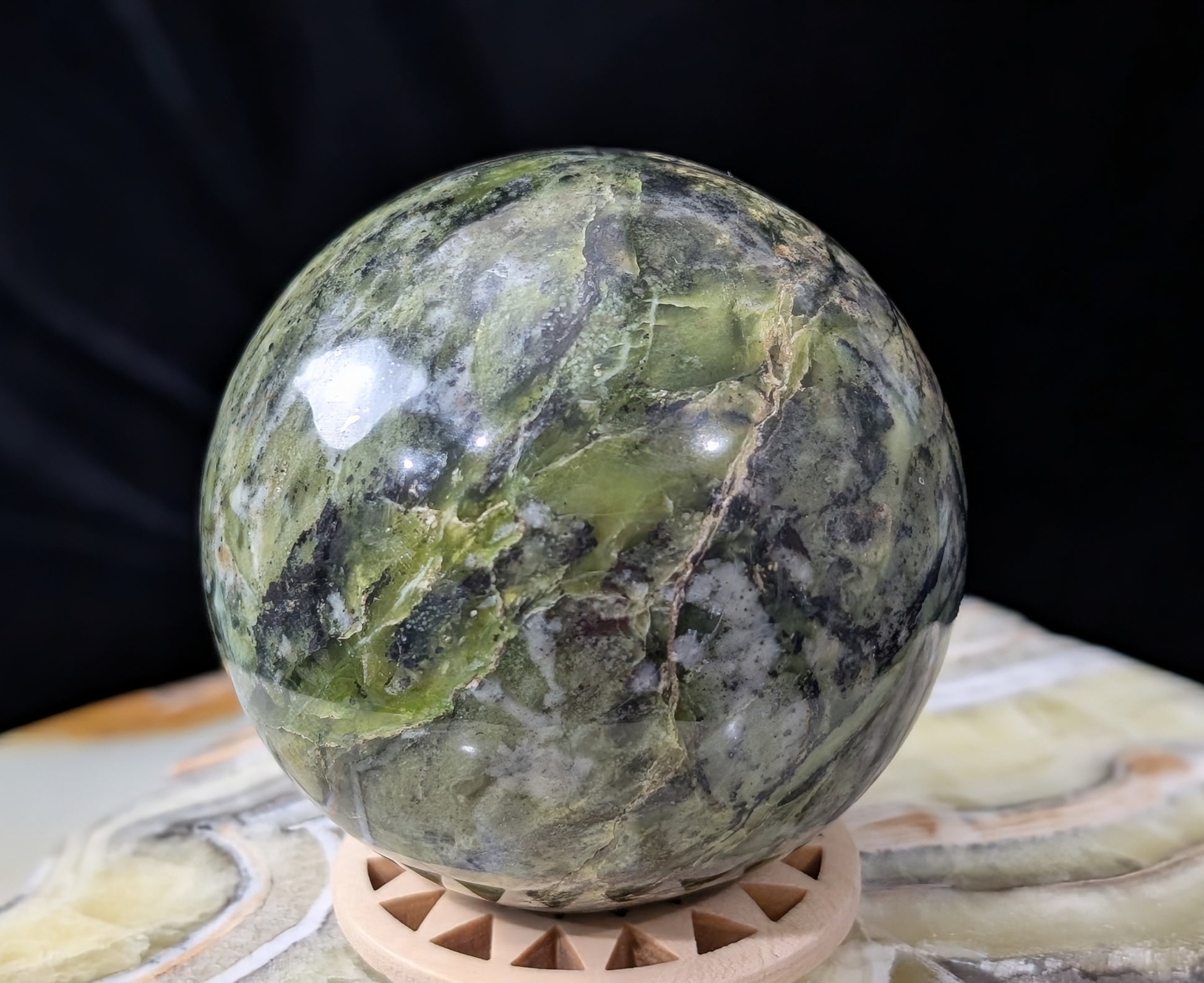 Green Serpentine Sphere