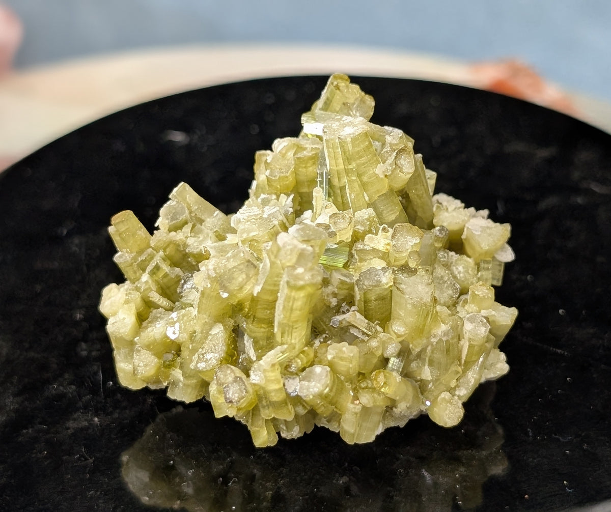 Green Tourmaline on Quartz Specimen