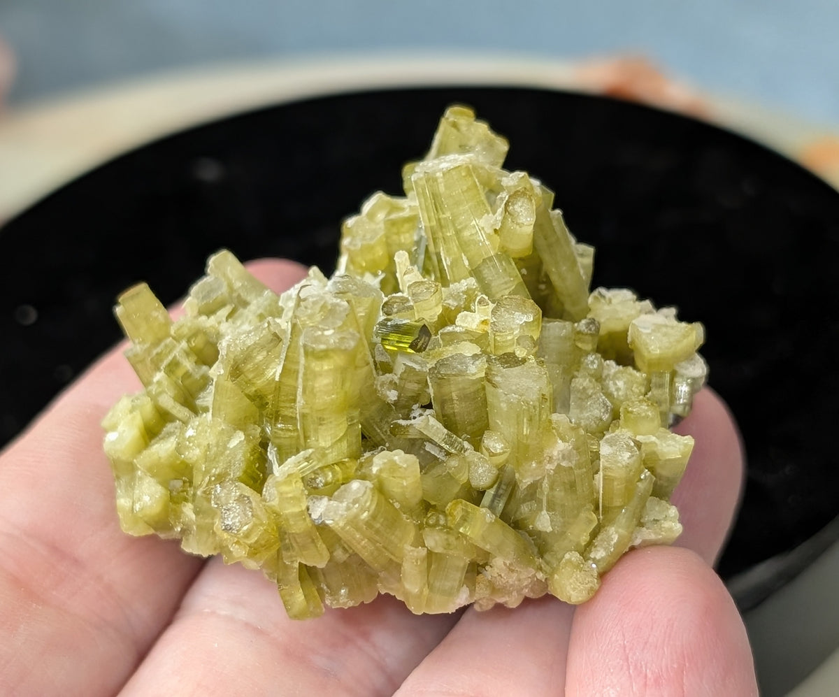 Green Tourmaline on Quartz Specimen