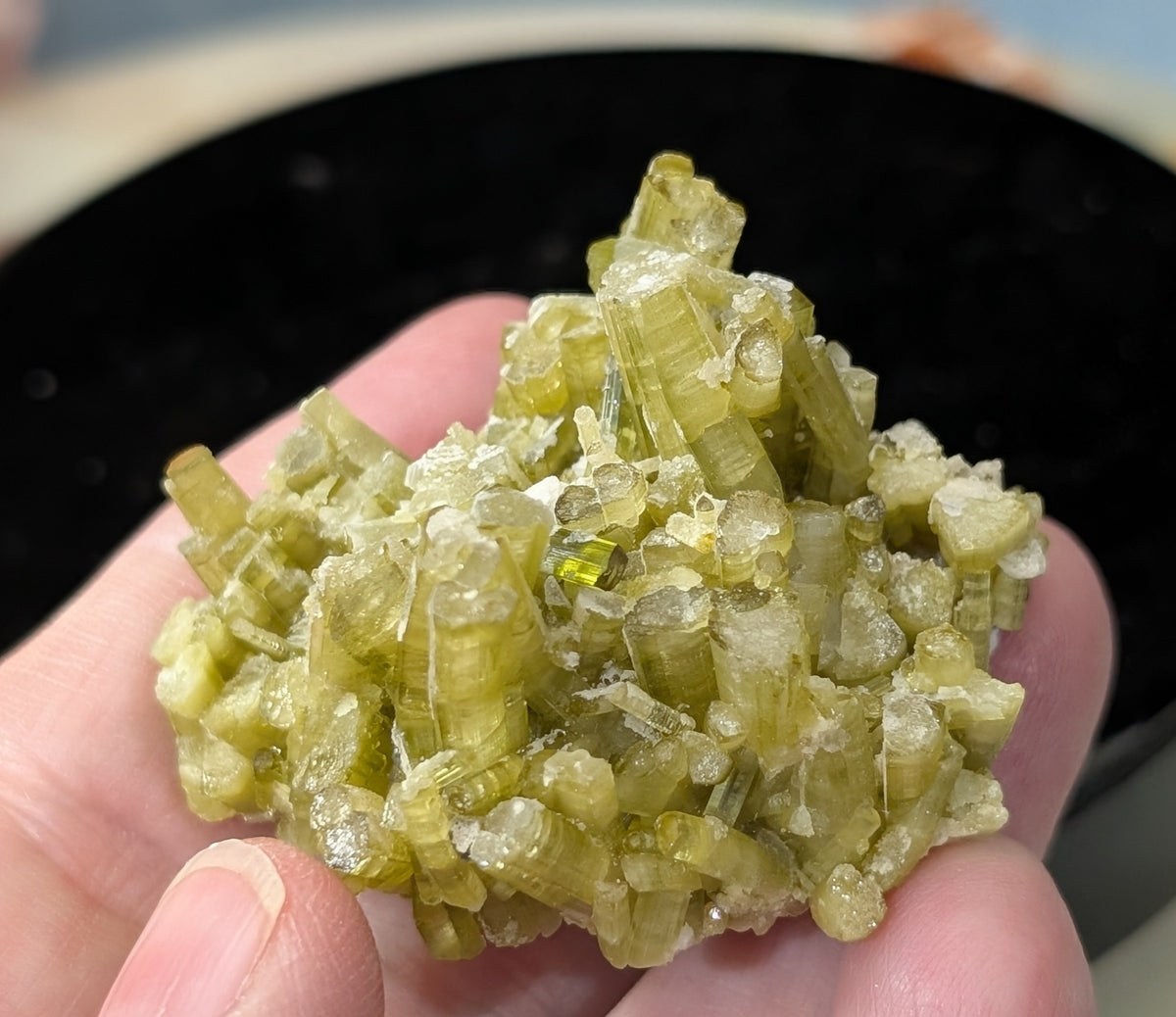 Green Tourmaline on Quartz Specimen