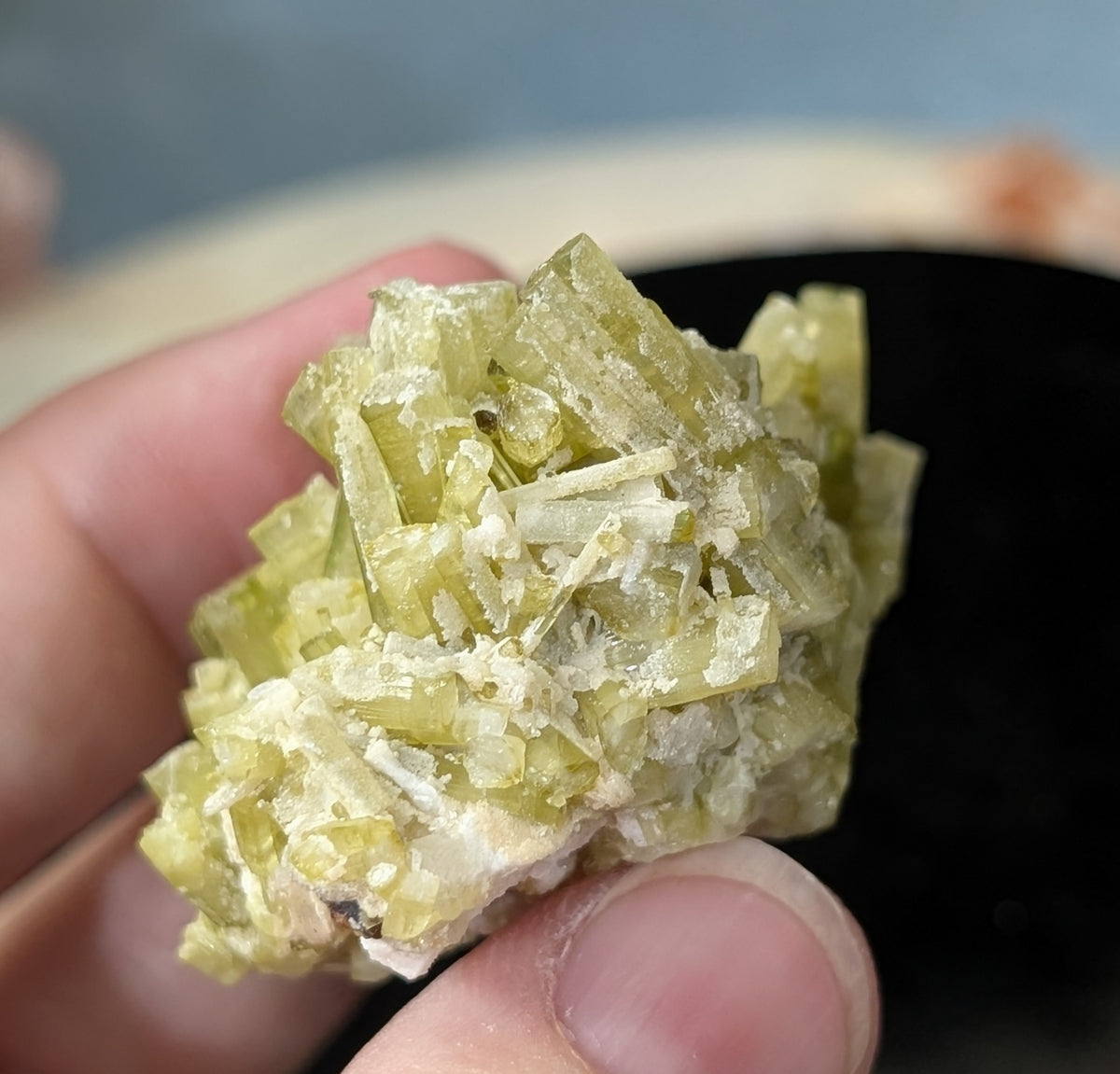 Green Tourmaline on Quartz Specimen