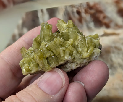 Green Tourmaline on Quartz Specimen