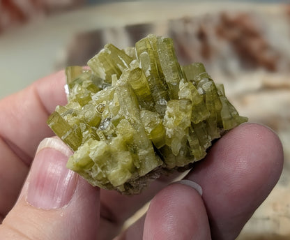 Green Tourmaline on Quartz Specimen