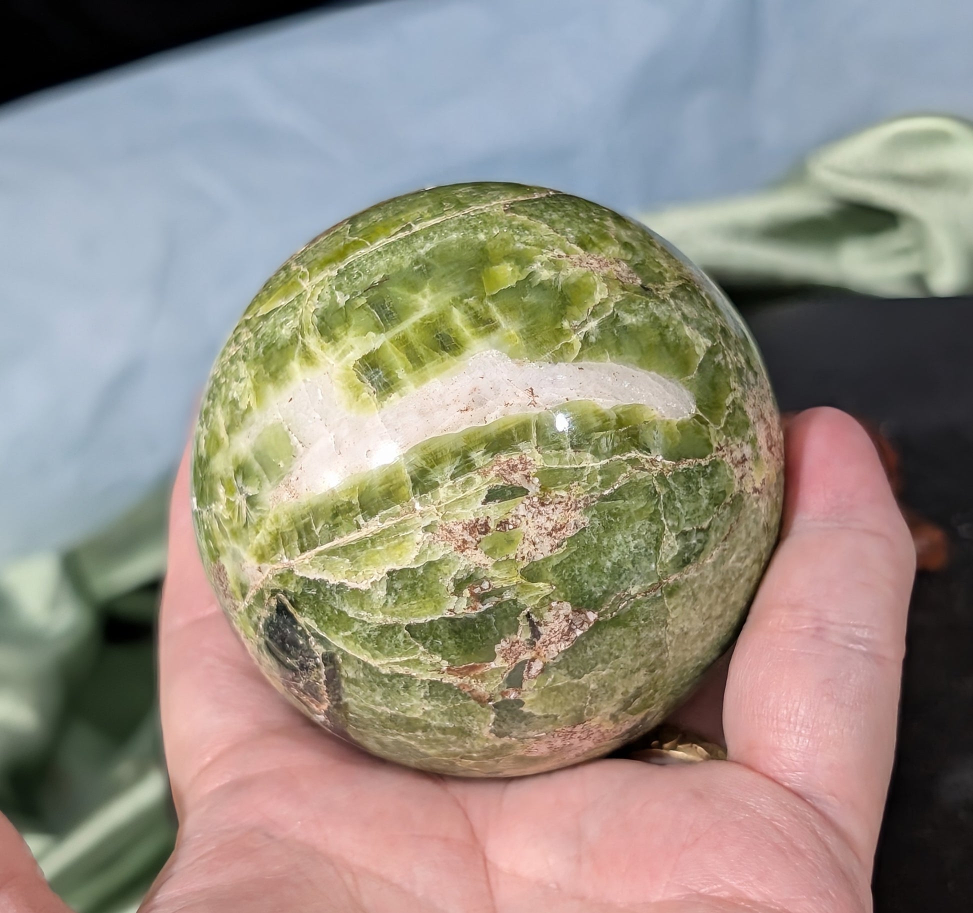 Green Tremolite Sphere