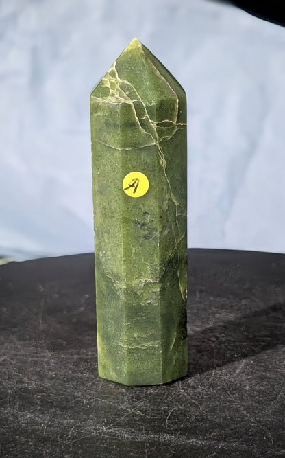 Hand Carved Green Tremolite Tower