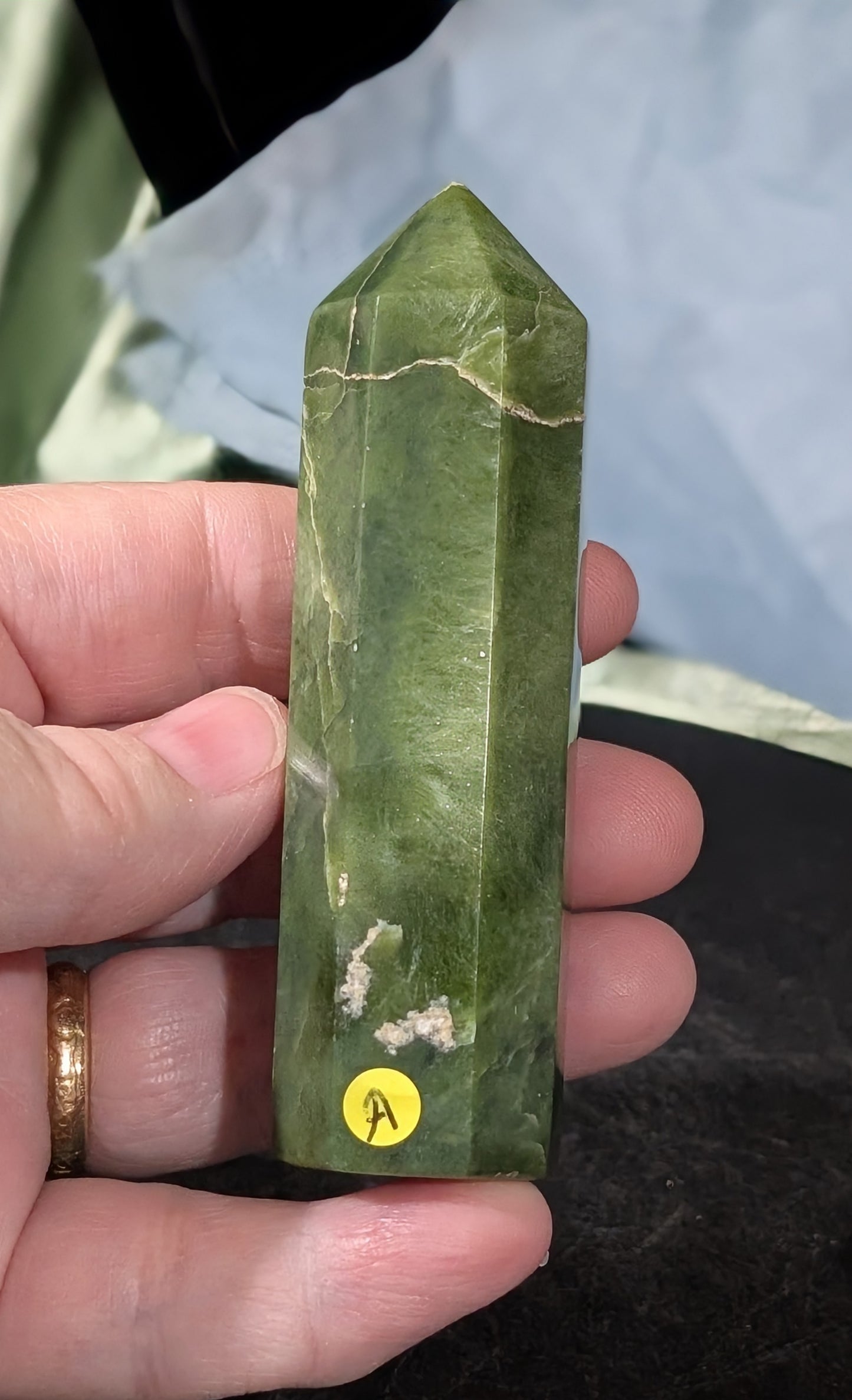 Hand Carved Green Tremolite Tower