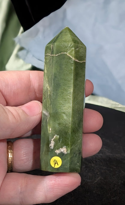 Hand Carved Green Tremolite Tower