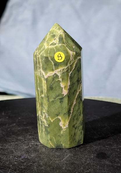 Hand Carved Green Tremolite Tower