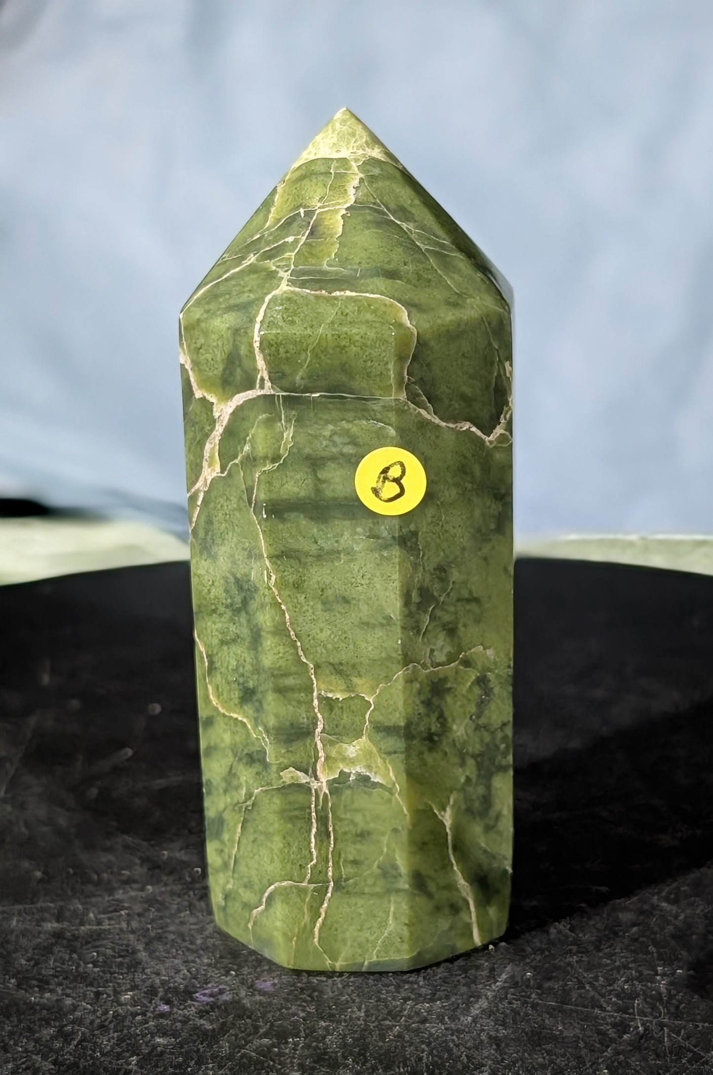 Hand Carved Green Tremolite Tower