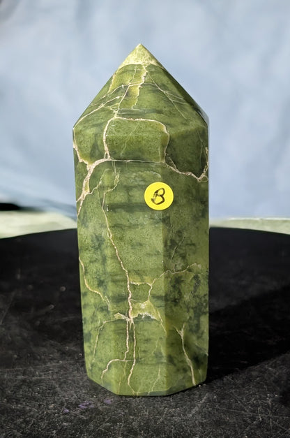 Hand Carved Green Tremolite Tower