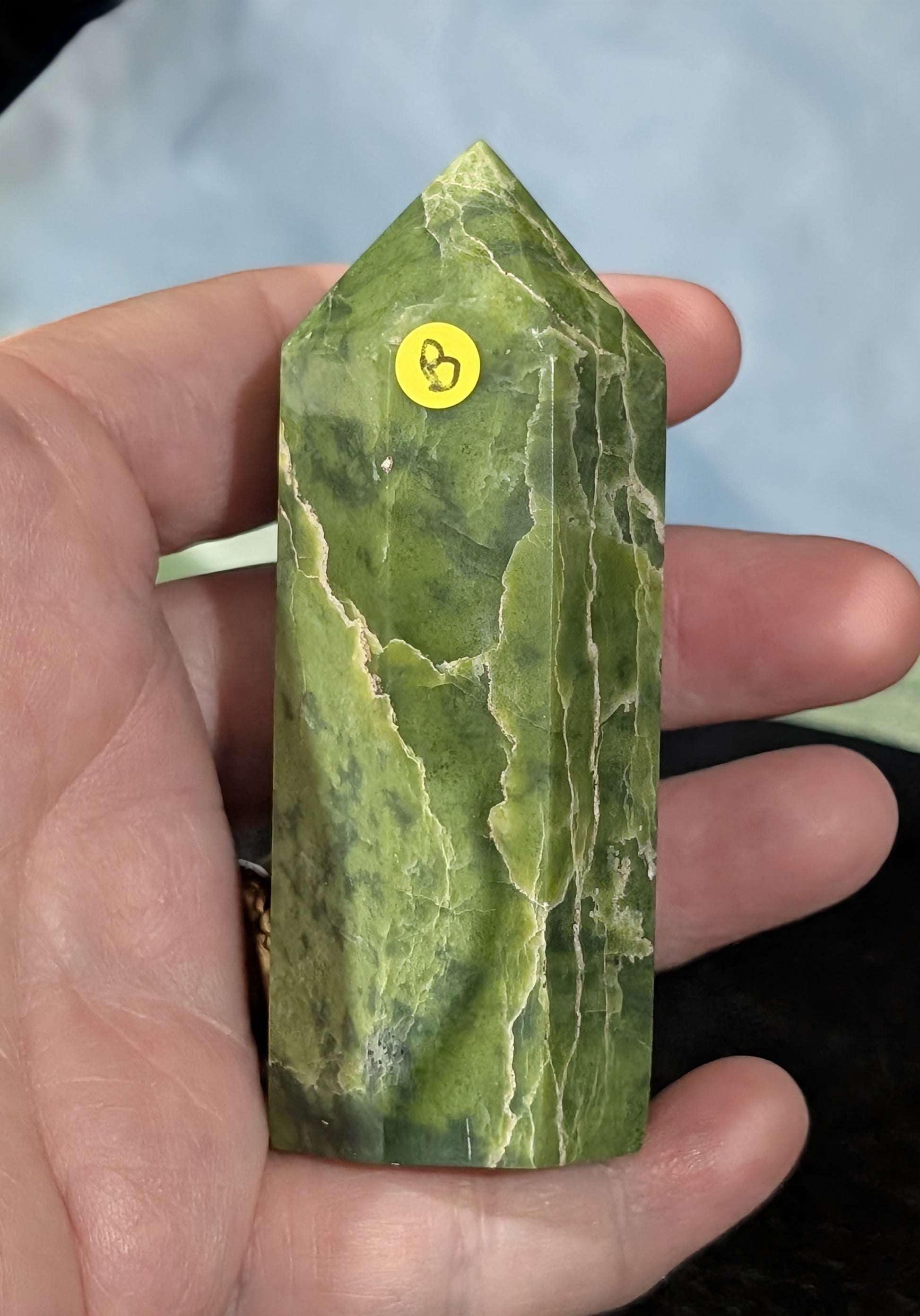 Hand Carved Green Tremolite Tower