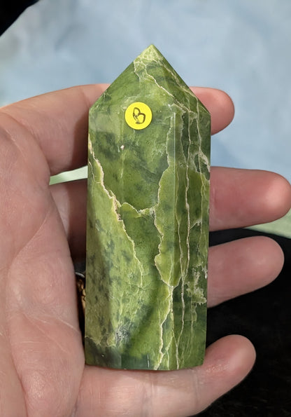 Hand Carved Green Tremolite Tower