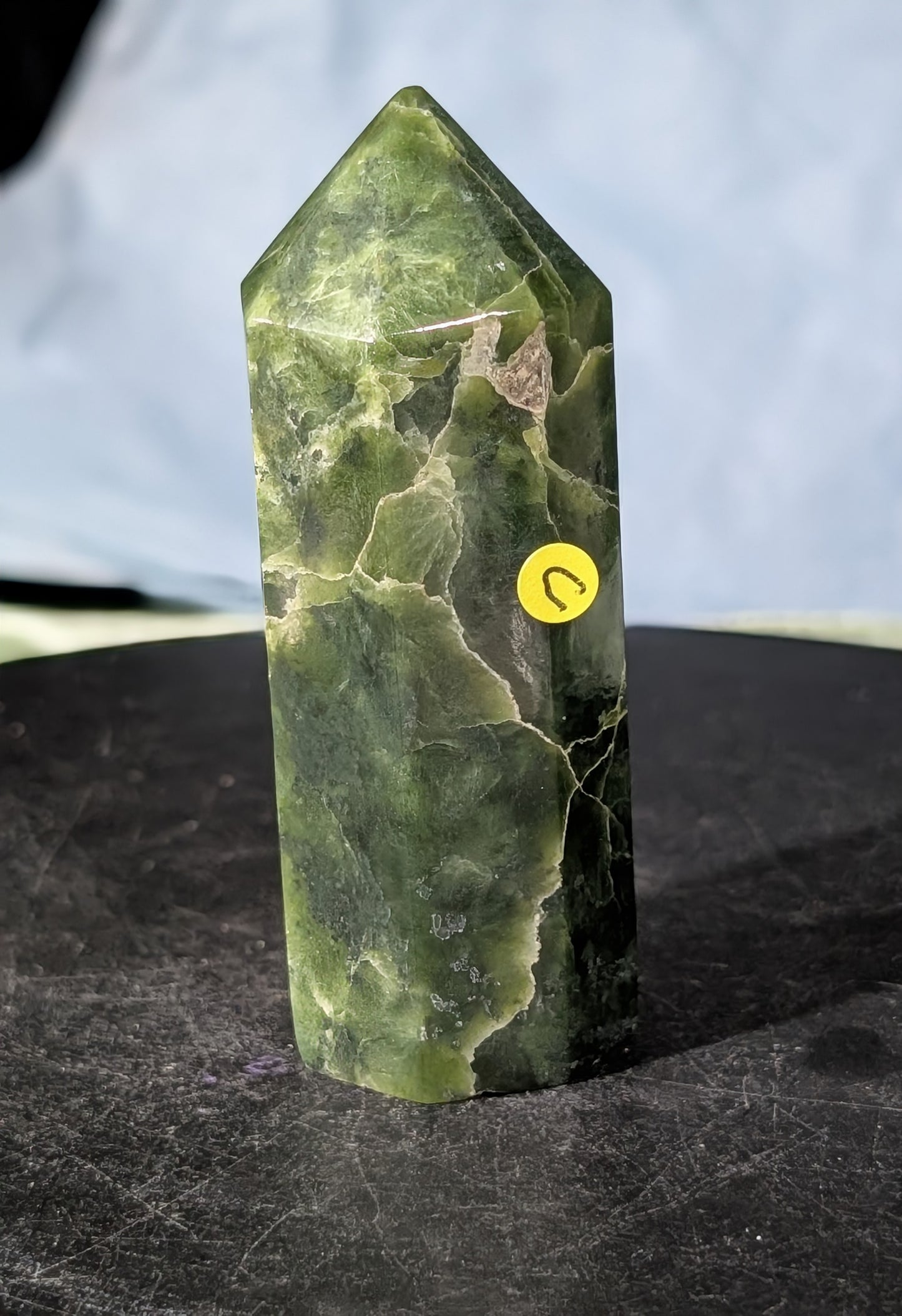 Hand Carved Green Tremolite Tower