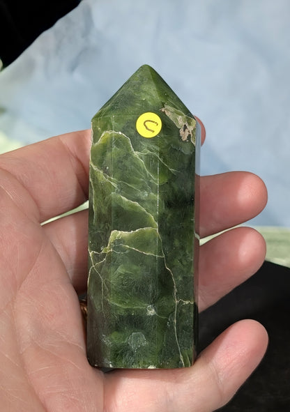 Hand Carved Green Tremolite Tower
