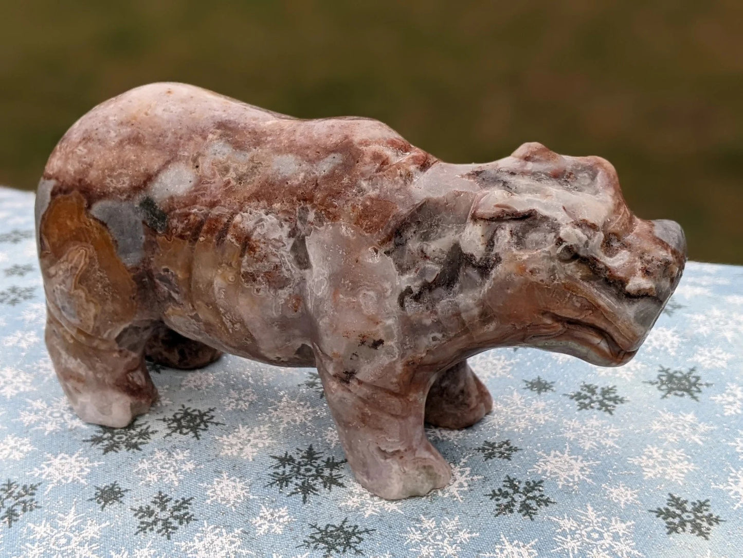 Hand Carved Indonesian Agate Hippo
