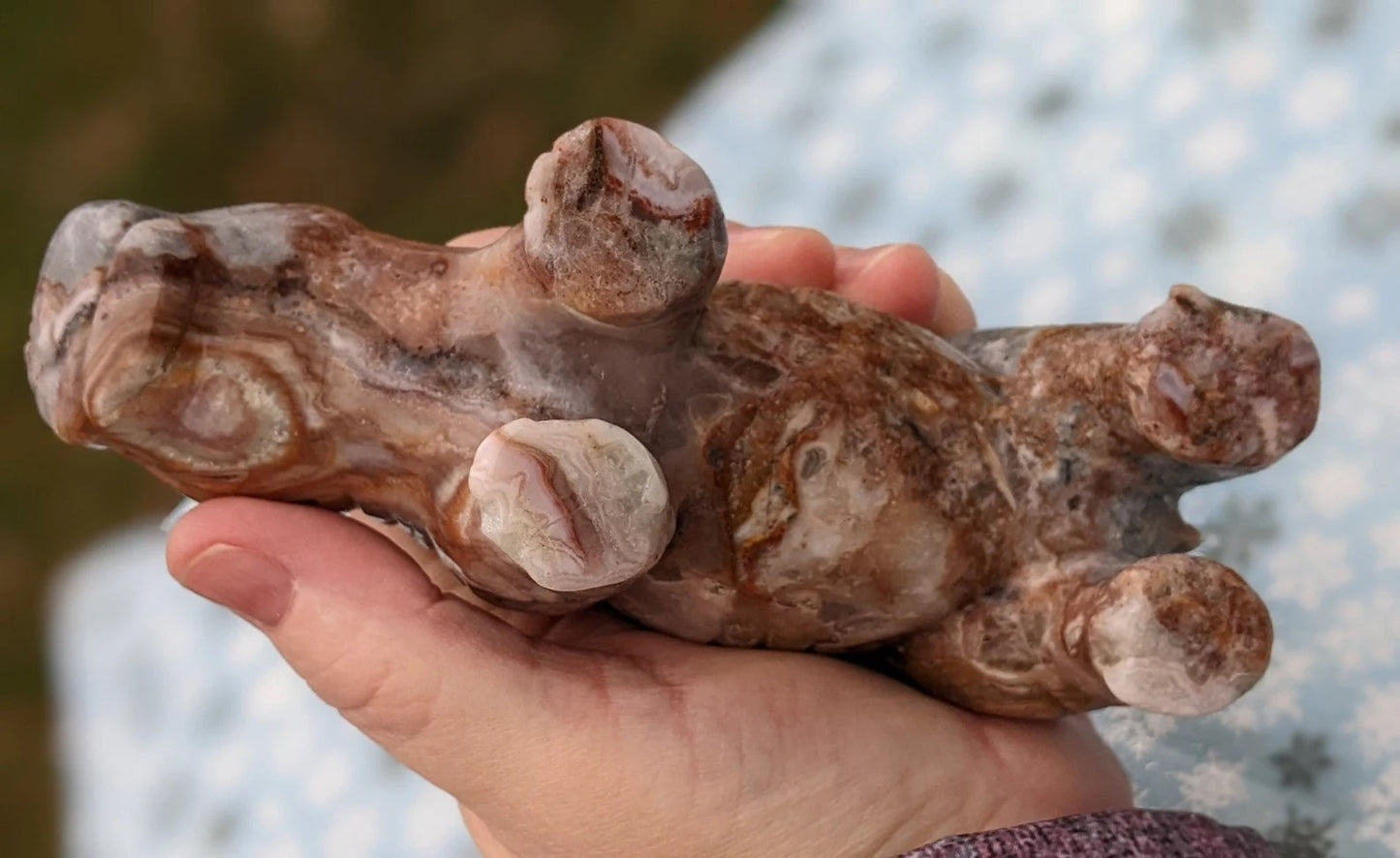 Hand Carved Indonesian Agate Hippo