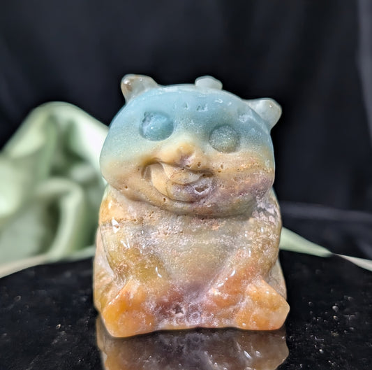 Hand Carved Blue Aragonite Panda Bear