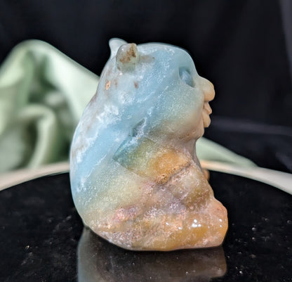 Hand Carved Blue Aragonite Panda Bear