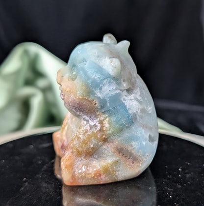 Hand Carved Blue Aragonite Panda Bear