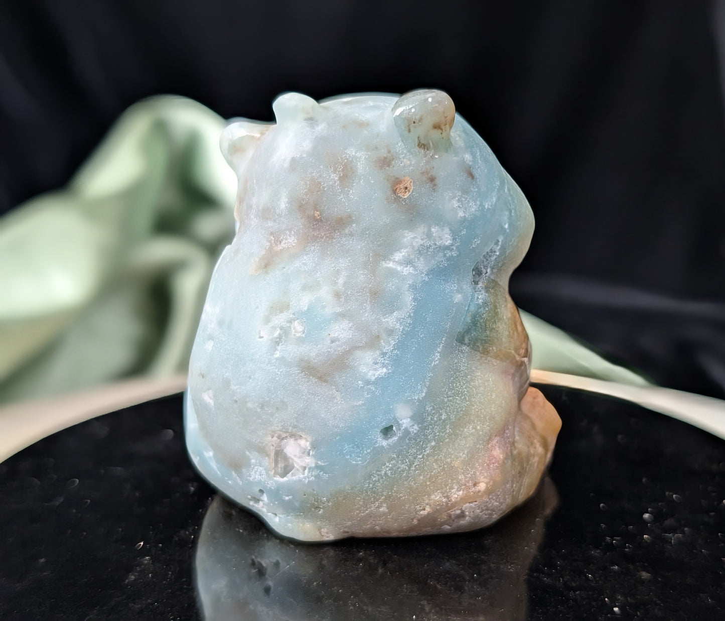 Hand Carved Blue Aragonite Panda Bear
