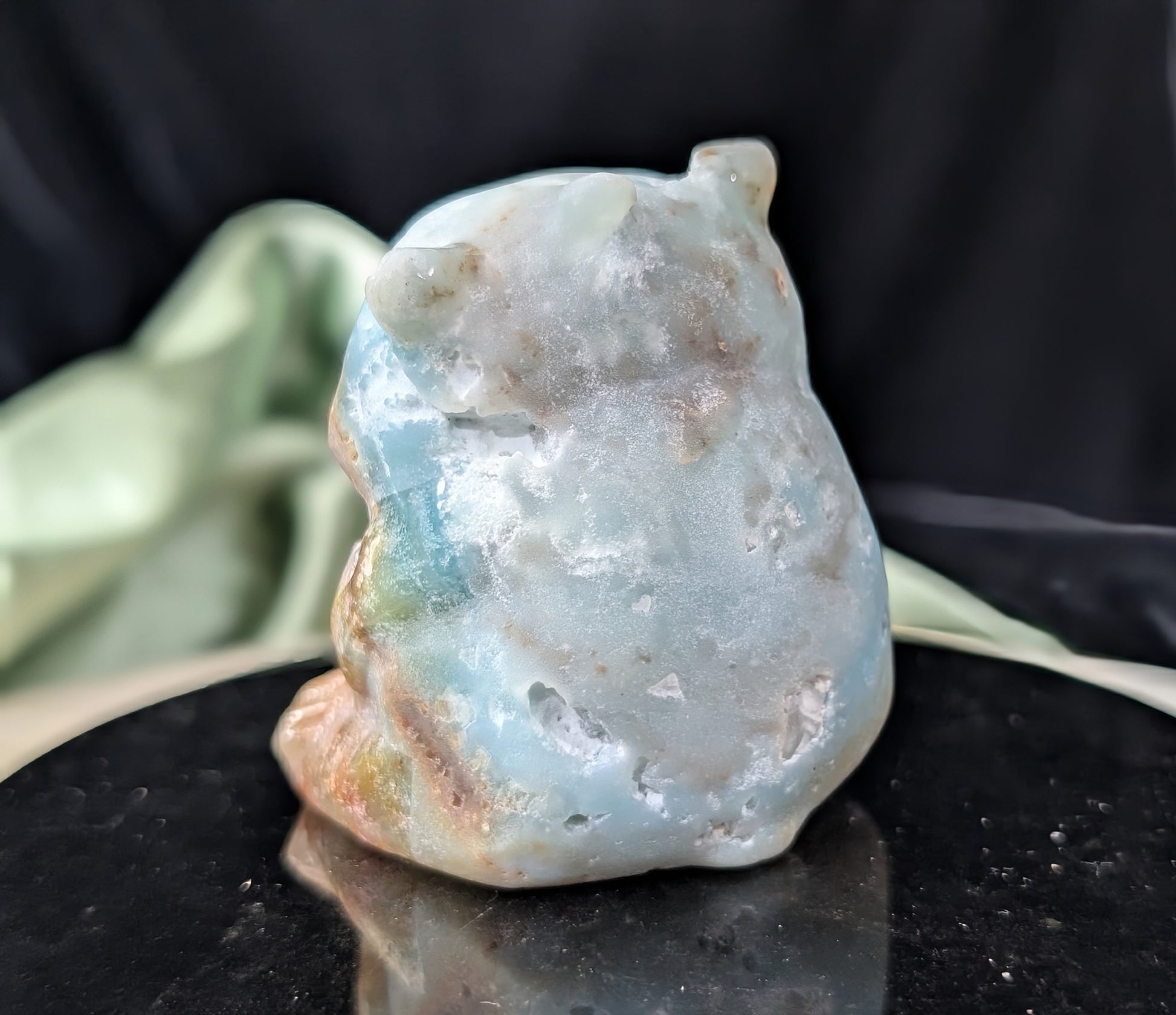 Hand Carved Blue Aragonite Panda Bear