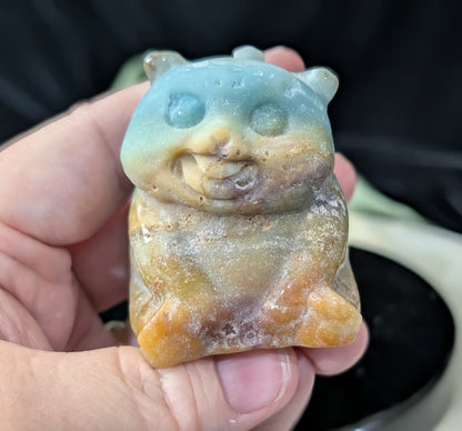 Hand Carved Blue Aragonite Panda Bear