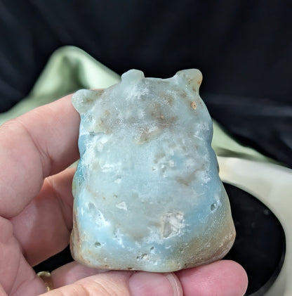 Hand Carved Blue Aragonite Panda Bear
