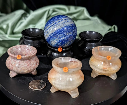 Hand Carved Crystal Cauldron Sphere Holders