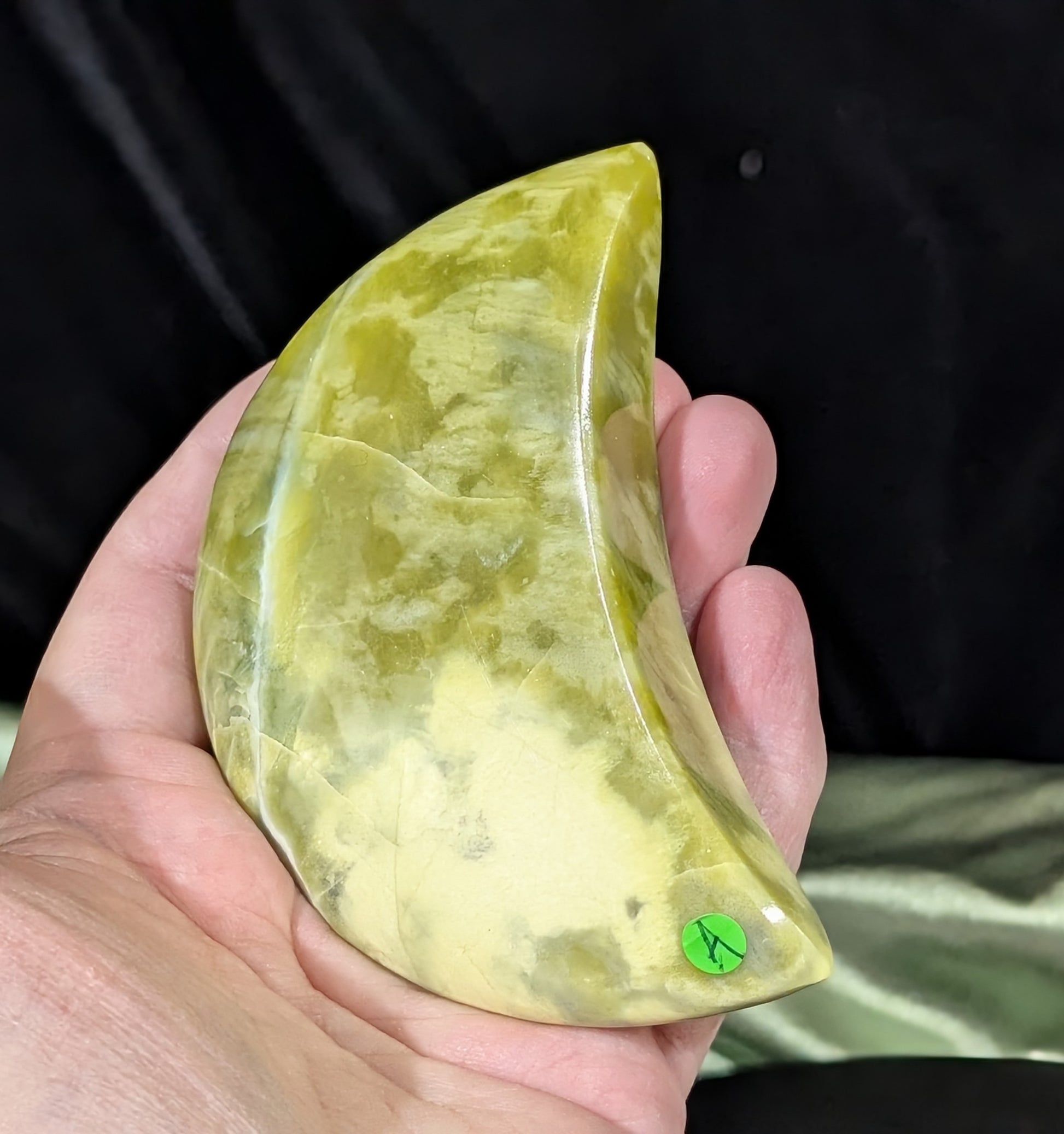 Hand Carved Green Jade Moon 1A2